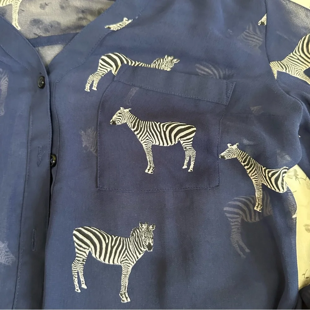 Womens Express Zebra Printed Blouse - Size XS - Picture 3 of 5